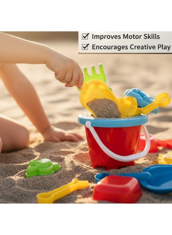 لوكاداه مجموعة ألعاب رمل الشاطئ، مع حقيبة شبكية، ودلو رمل ملون، وألعاب نموذجية، ومجرفة، ومشط، مجموعة ألعاب شاطئ خارجية بلاستيكية غير سامة للأطفال الصغار، الأولاد والبنات - Image 4